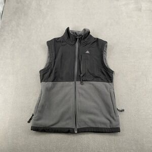 Snozu Mens Small‎ Fleece Vest Gray Black Full Zip Outdoor Mock Neck Pockets 5540